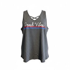 NWT Youth Girls Gray Cold Shoulder Long Sleeve Graphic Shirt Top - Size Large